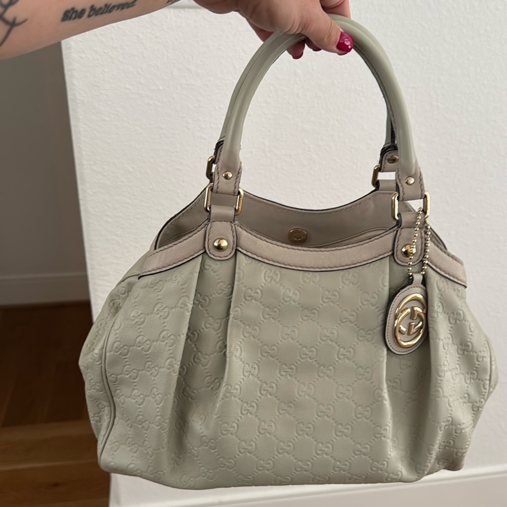 Gucci cream-color Embossed Shoulder Bag